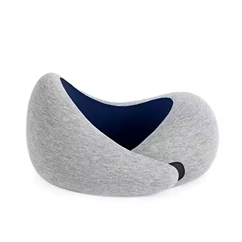 Ostrichpillow Go - Luxury Travel Pillow with Memory Foam | Airplane Pillow, Car Travel Pillow, Neck Rest (One Size, Deep Blue)