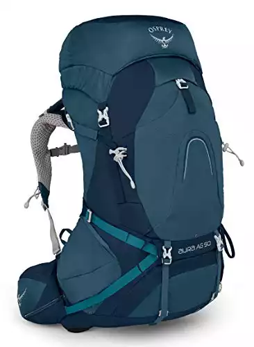 Osprey Aura AG 50 Women's Backpacking Backpack , Challenger Blue, Medium