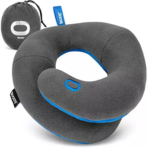 BCOZZY 3-7 Y/O Kids Travel Neck Chin Supporting Pillow for Traveling in a Car seat, Provides Double Support for Toddlers in Road Trips, Must Have Travel Essential, Carry Bag, Small Size, Gray